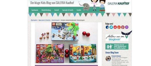 Galeria Kaufhof Gewinnspiel Kinder-Adventskalender Lego Playmobil
