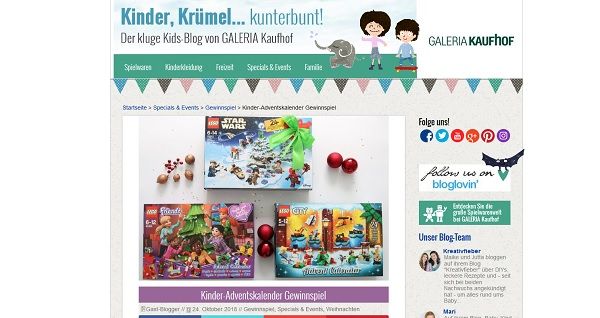 Galeria Kaufhof Gewinnspiel Kinder-Adventskalender Lego Playmobil