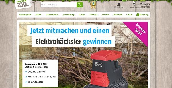 GartenXXL Gewinnspiel Scheppach Elektrohäcksler