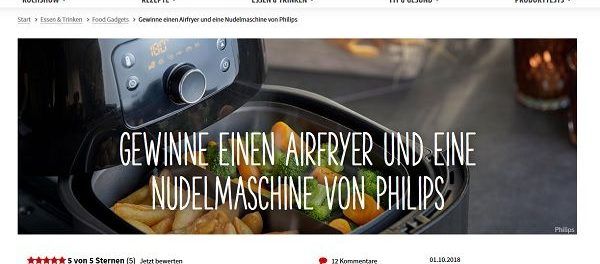 Gewinnspiel kostenlos - Koch mit verlost Philips Pastamaker