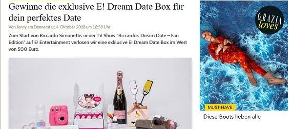 Grazia Magazin Gewinnspiele E Dream Date Box