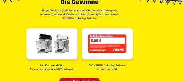 Penny und Maggi Gewinnspiel 10 Kenwood Küchenmaschinen