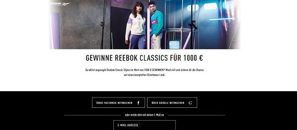 Reebok Gewinnspiel 1.000 Euro Shoppinggutschein gewinnen