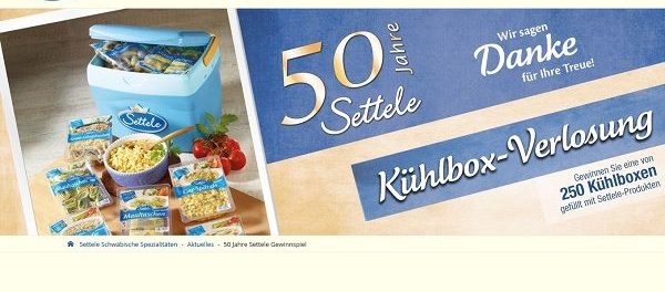 Settele Gewinnspiel 250 Kühlboxen mit Produkten