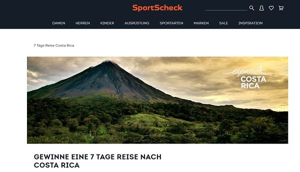 SportScheck Gewinnspiel Costa Rica Reise