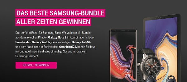 Telekom Gewinnspiel großes Samsung Paket Note 9 uvm.