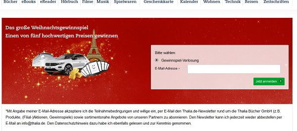 Thalia Weihnachts-Gewinnspiel 2018 Auto gewinnen