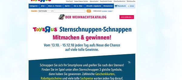 ToysRus Gewinnspiel täglich Sternschnuppen-Schnappen gewinnen