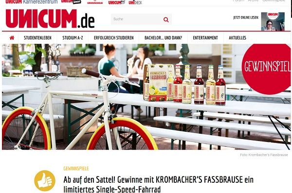 Unicum Gewinnspiel Krombacher Single Speed Bike