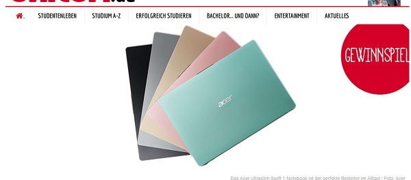 Unicum Gewinnspiele Acer Ultraslim 1 Swift Notebook