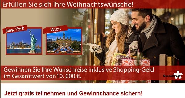 Wunschreise und Shoppinggeld Gewinnspiel Wert 10.000 Euro