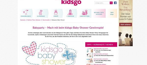 kidsgo Gewinnspiel Babyparty Aktion für Schwangere