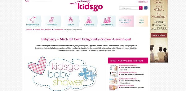 kidsgo Gewinnspiel Babyparty Aktion für Schwangere