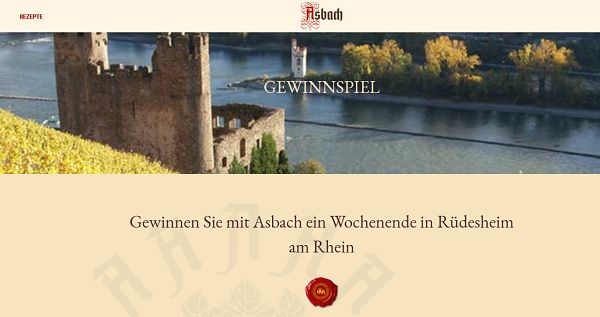 Asbach Uralt Gewinnspiel Rüdesheim Wochenendreise