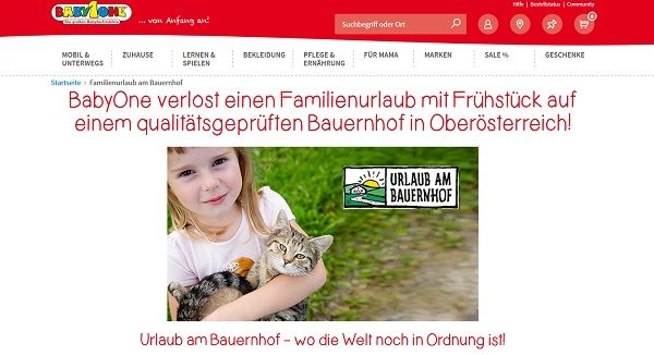 BabyOne Gewinnspiel Österreich Familienurlaub Bauernhof