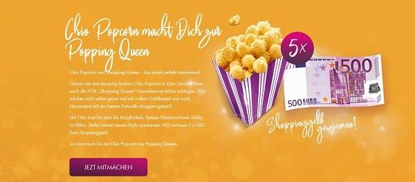 Chio Popcorn Gewinnspiel 5 mal 500 Euro Shoppinggeld gewinnen