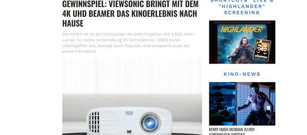 Cinema Gewinnspiel Viewsonic 4k UHD Beamer