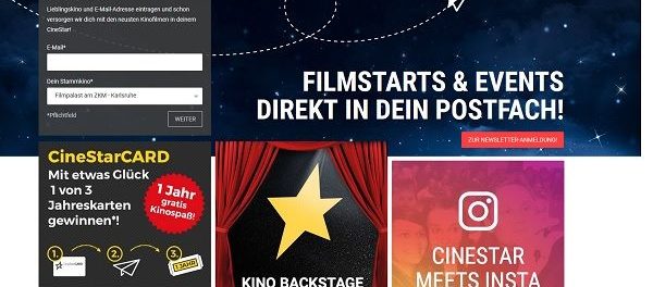 CinestarCard Gewinnspiel 1 Jahr Kino kostenlos gewinnen
