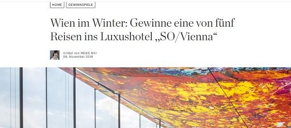 Elle Gewinnspiel 5 Wien Reisen Luxushotel SO Vienna