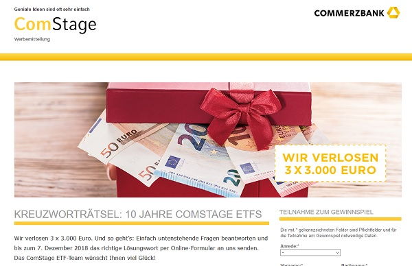 Geld-Gewinnspiel ETF Comstage Commerzbank