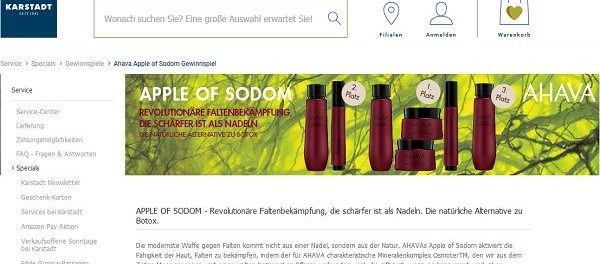 Karstadt Gewinnspiel Apple of Sodom Kosmetik Sets