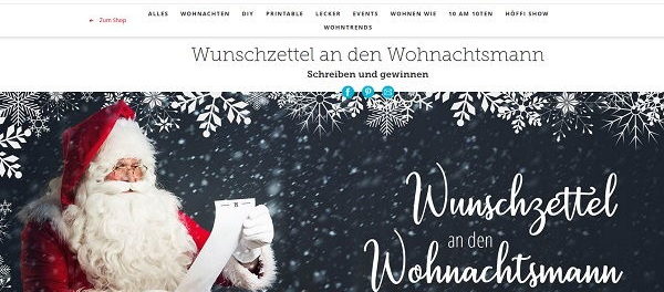 Möbel Höffner Wunschzettel Weihnachts-Gewinnspiel 2018