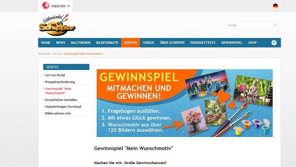 Malen nach Zahlen Gewinnspiel schipper