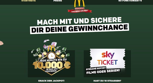 McDonalds Monopoly Gewinnspiel 2018
