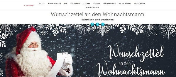 Möbel Höffner Wunschzettel AdventskalenderGewinnspiel