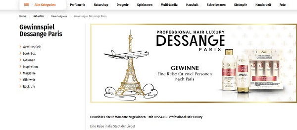 Müller Drogerie Gewinnspiel Paris Reise Dessange