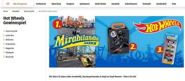 Müller Gewinnspiel HotWheels Freizeitpark Familienwochenende