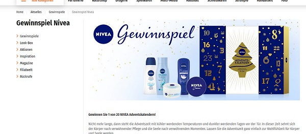 Müller und Nivea Adventskalender Gewinnspiel