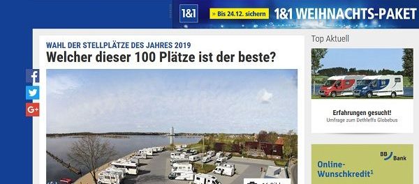 Promobil Leserwahl Stellplätze 2018 Camperzubehör
