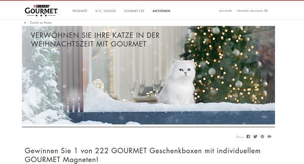 Purina Gourmet Weihnachts-Gewinnspiel 222 Katzenfutterpakete