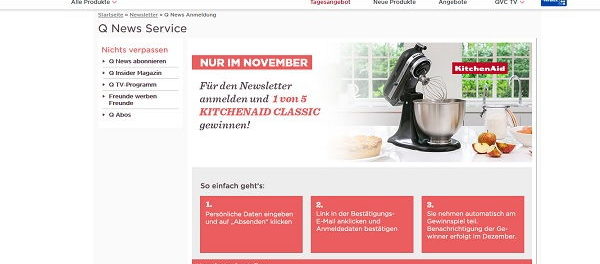 QVC Gewinnspiel 5 KichenAid Classic Küchenmaschinen