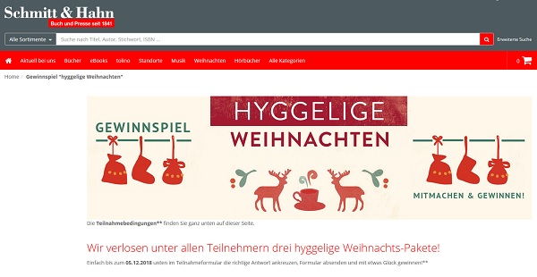 Schmitt&Hahn Weihnachts-Pakete Gewinnspiel