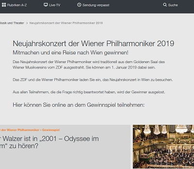 ZDF Neujahrskonzert Gewinnspiel Wiener Philharmoniker 2018