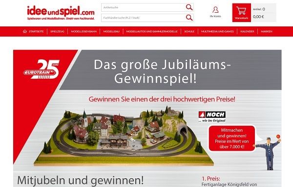 ideeundspiel.com Jubiläums-Gewinnspiel Modelleisenbahnanlage gewinnen