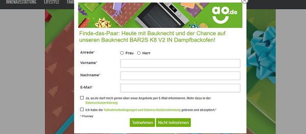 AO.de Adventskalender Gewinnspiel Bauknecht Dampfbackofen