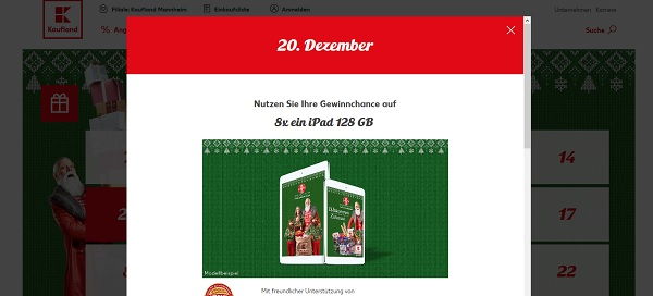 Apple iPad Gewinnspiel Kaufland Adventskalender 2018