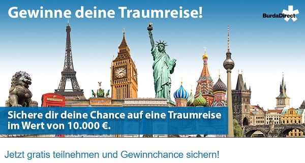 BurdaDirect Reise Gewinnspiel 10.000 Euro Urlaubsreise