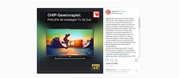 Chip.de Gewinnspiel Philips 4k 50 Zoll Fernseher