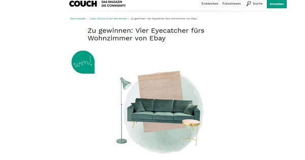 Couchstyle Möbel Gewinnspiel ebay verlost Couch