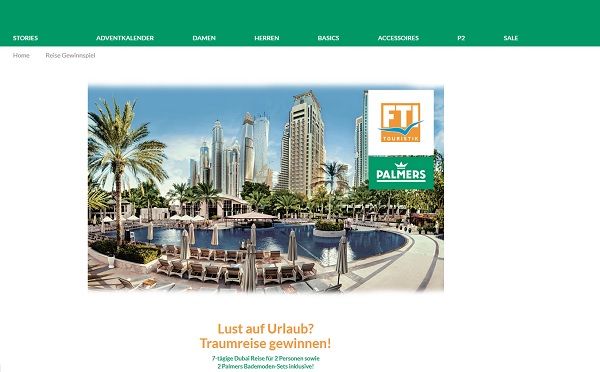 Dubai Reise Gewinnspiel Palmers 2018