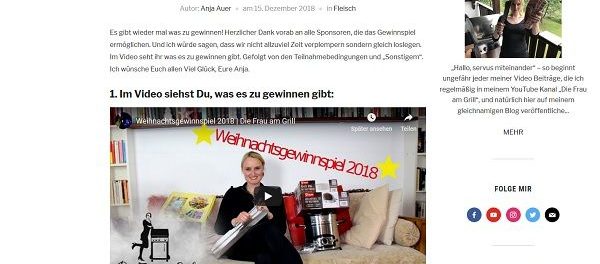 Frau am Grill Weihnachts-Gewinnspiel 2018