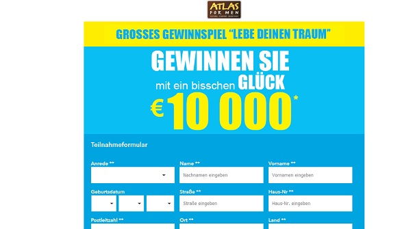 Geld Gewinnspiel Atlas for Men 10.000 Euro gewinnen