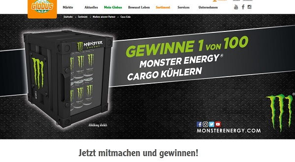 Globus und Monster Energy Gewinnspiel 100 Mini Kühlschränke