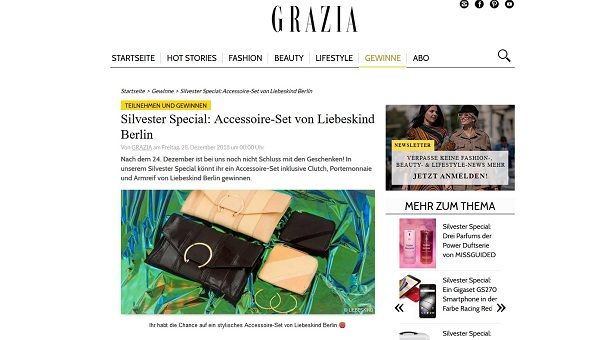 Grazia Magazin Gewinnspiel Liebeskind Handtasche und Armreif