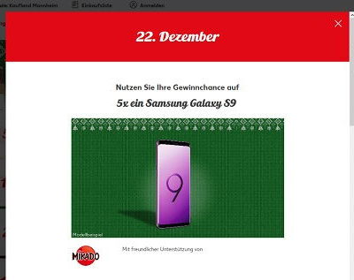 Kaufland Adventskalender Gewinnspiel 5 Samsung Galaxy S9