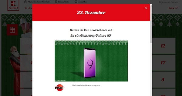Kaufland Adventskalender Gewinnspiel 5 Samsung Galaxy S9